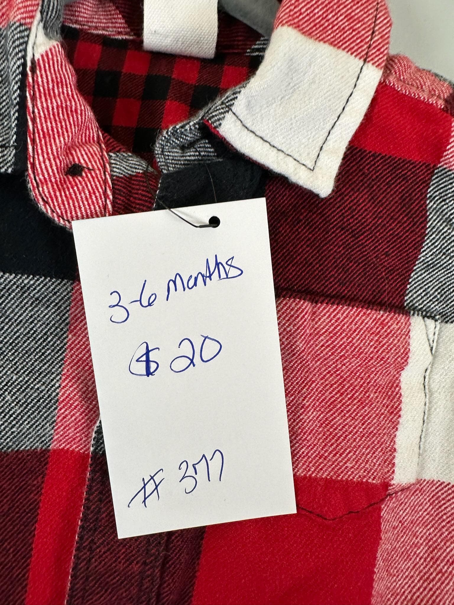 Upcycled Baby Flannel Onesie – Size 3–6 Months | Pirate Bear | One of a Kind - Thumbnail 3