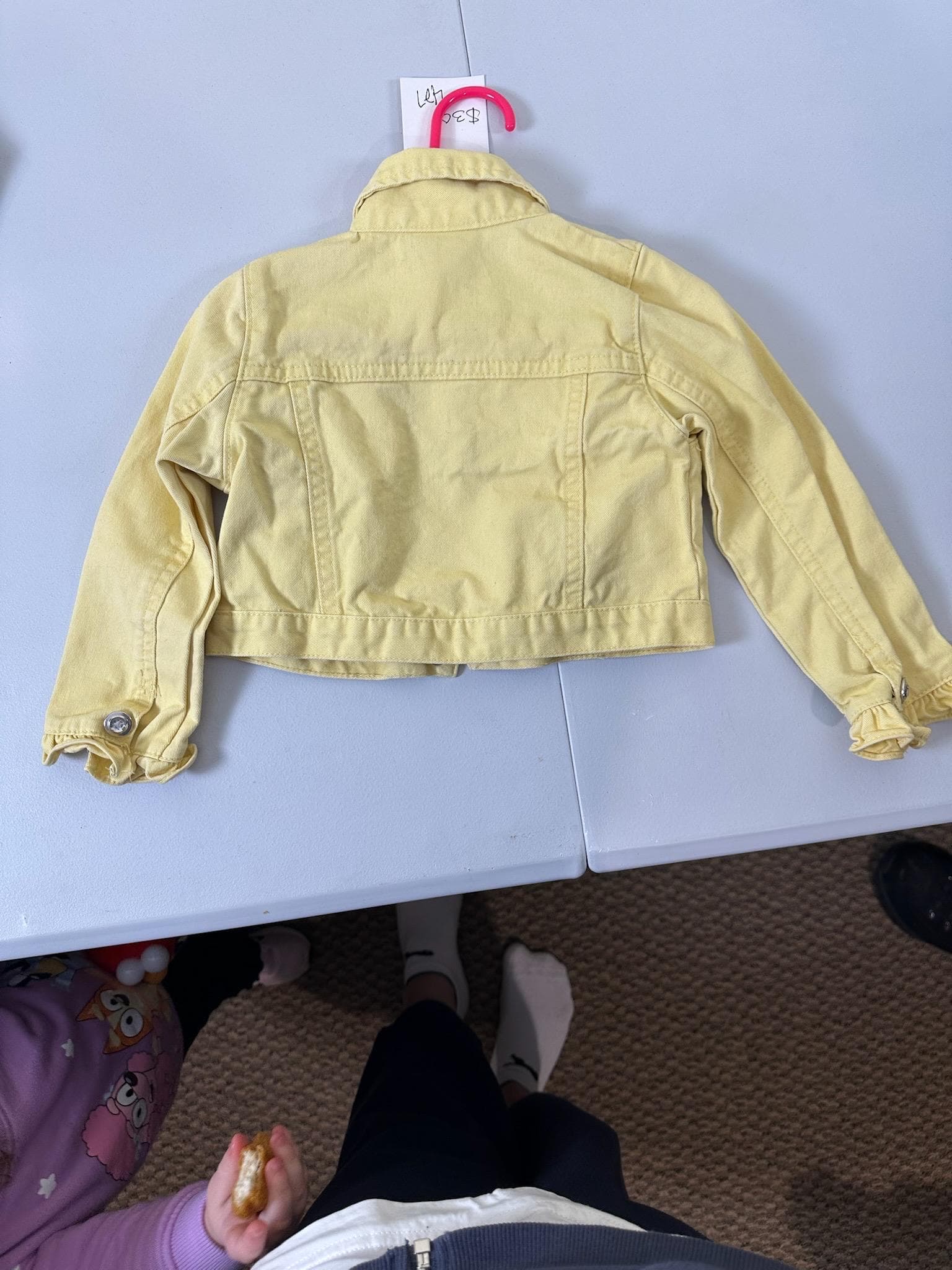 Upcycled Girls Denim Jacket – Size 3T | Yellow Daisy Jacket | One of a Kind - Thumbnail 3