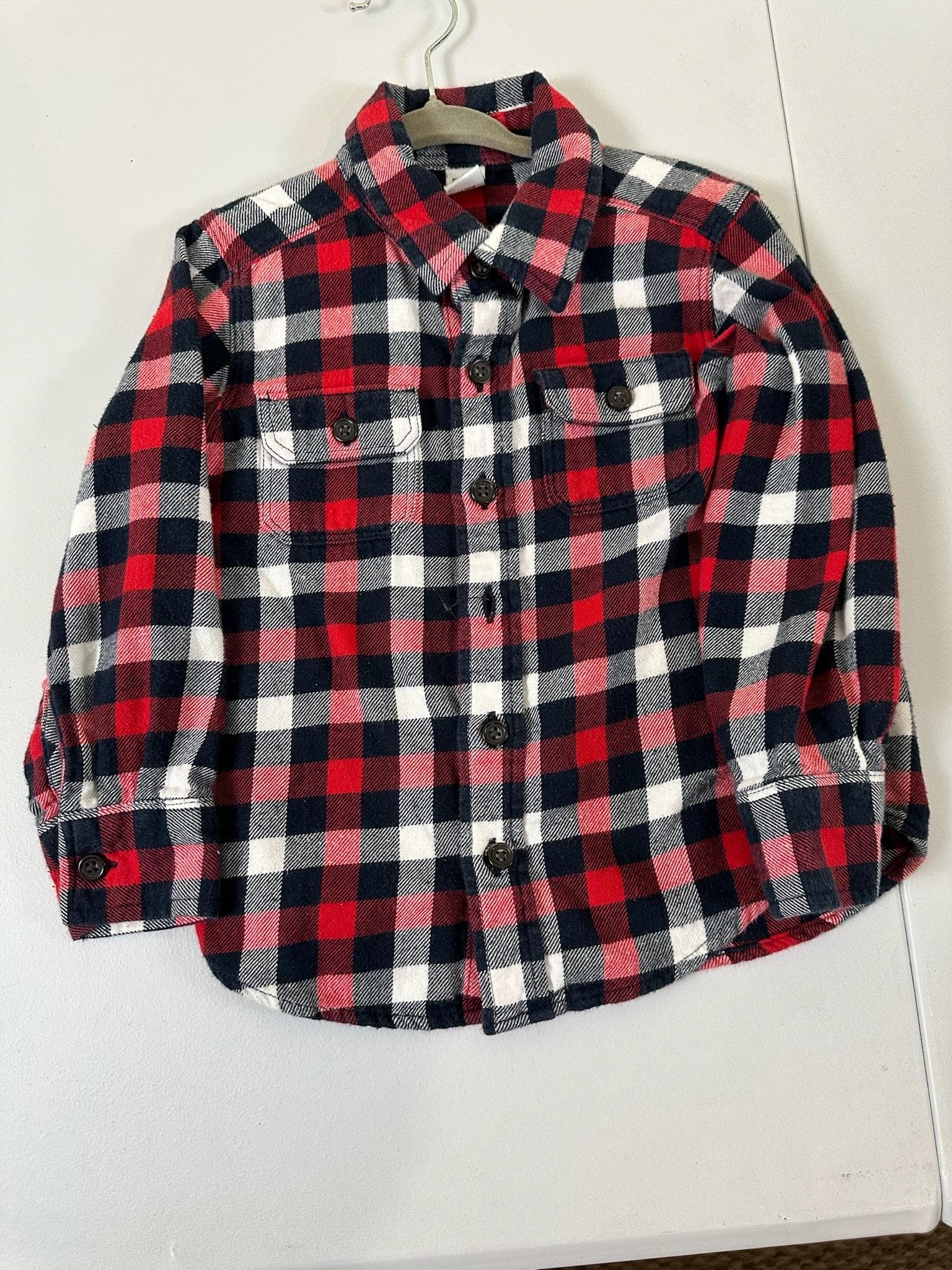 Upcycled Toddler Flannel Shirt 3T – Nautical Boat Appliqué | One of a Kind Kids Shirt - Thumbnail 2