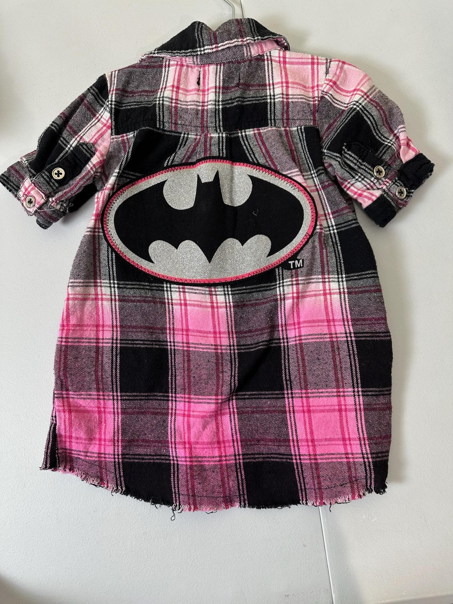 Upcycled Toddler Flannel Dress – Bat Girl Inspired | Size 18 Months | One of a Kind