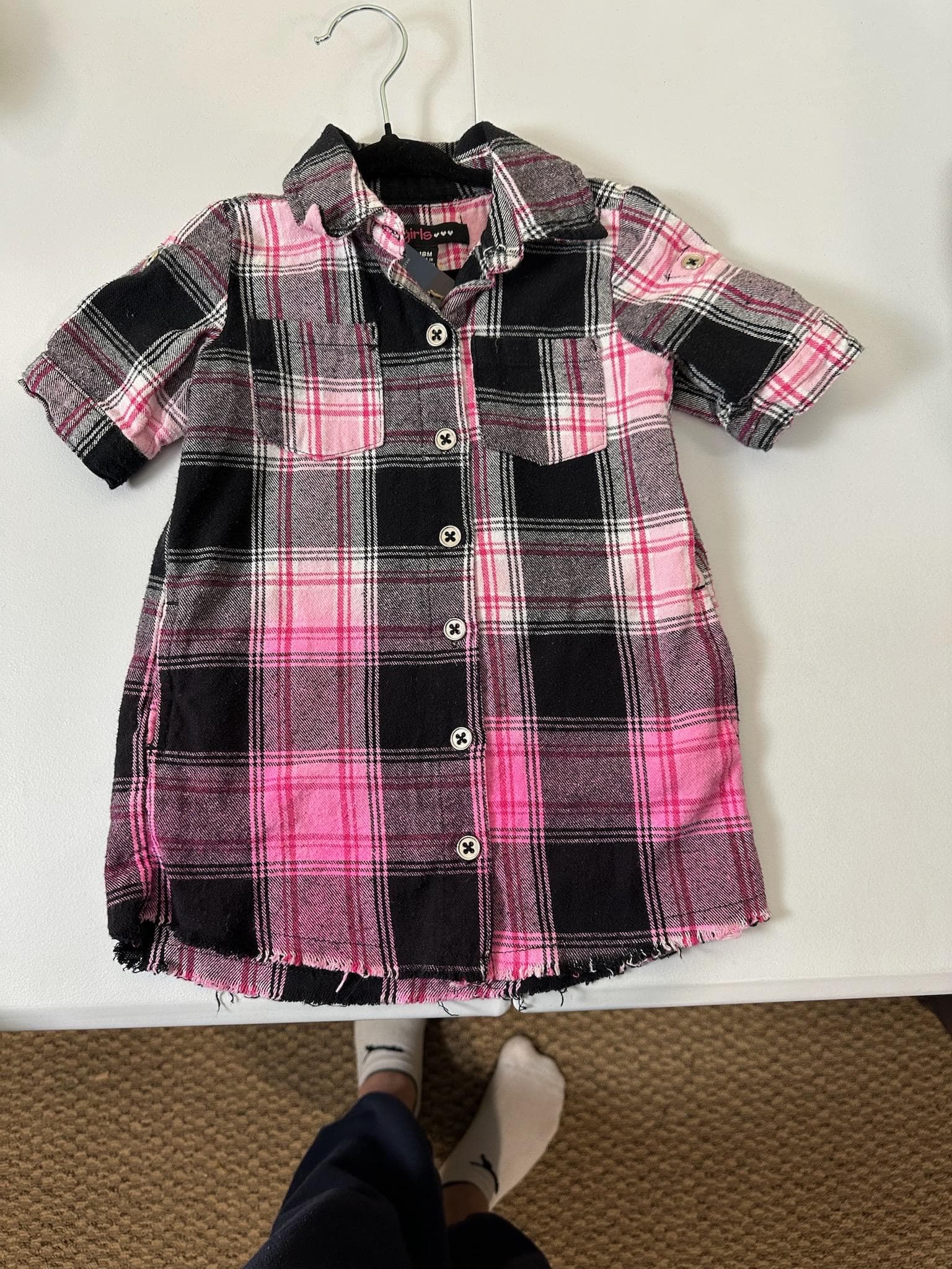 Upcycled Toddler Flannel Dress – Bat Girl Inspired | Size 18 Months | One of a Kind - Thumbnail 2