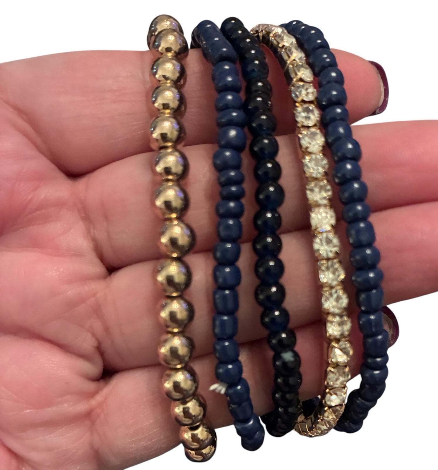 Handmade Multi-strand beaded bracelet 6.5” - Image 1