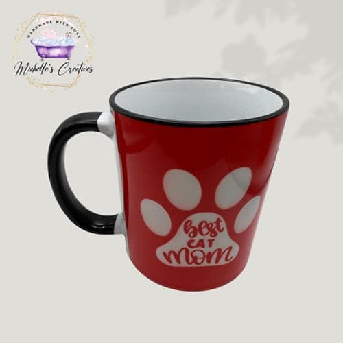Red "Best Cat Mom" Mug 11 Ounce Mug - Image 1
