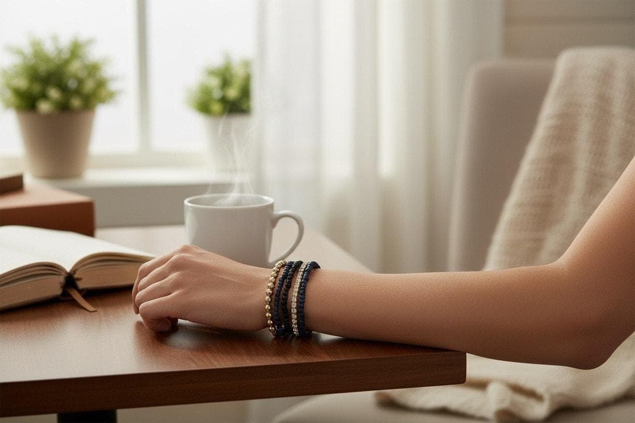 Handmade Multi-strand beaded bracelet 6.5” - Thumbnail 3