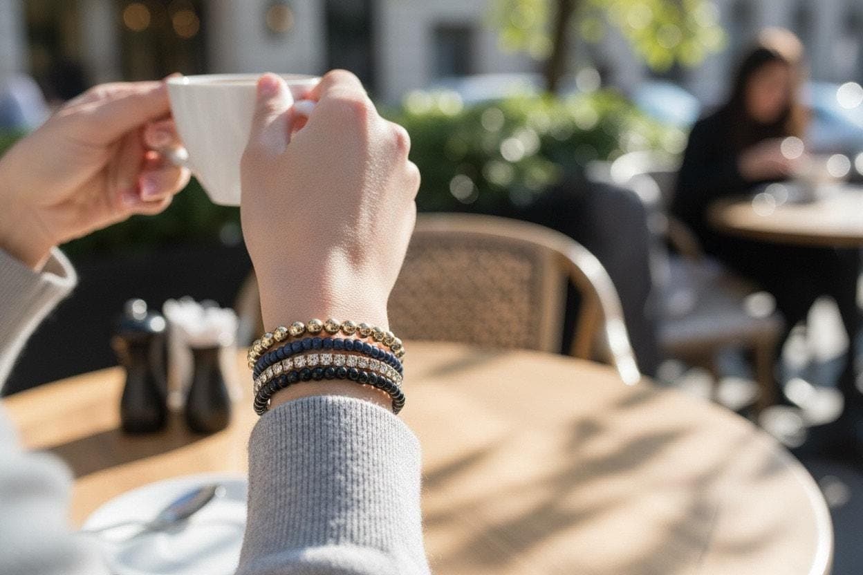 Handmade Multi-strand beaded bracelet 6.5” - Thumbnail 5