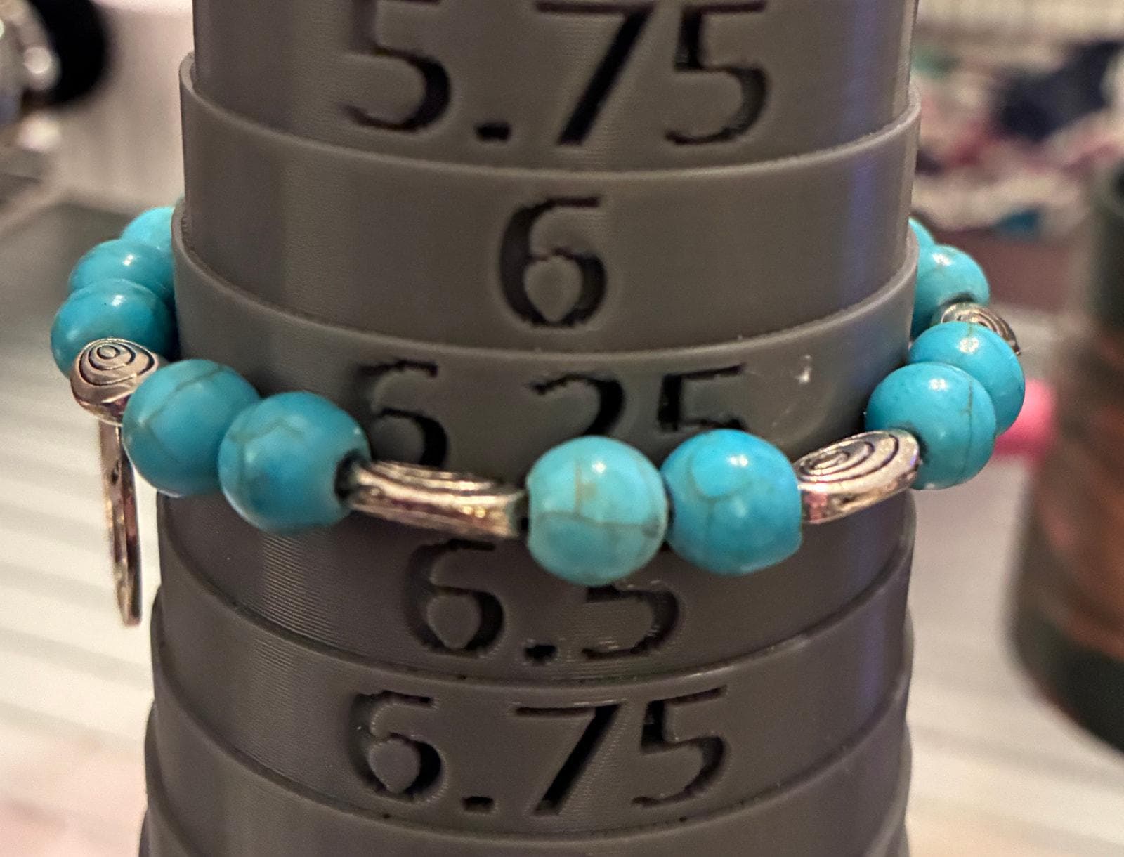 Handmade Tree of life beaded bracelet size 6.5” Turquoise - Thumbnail 2