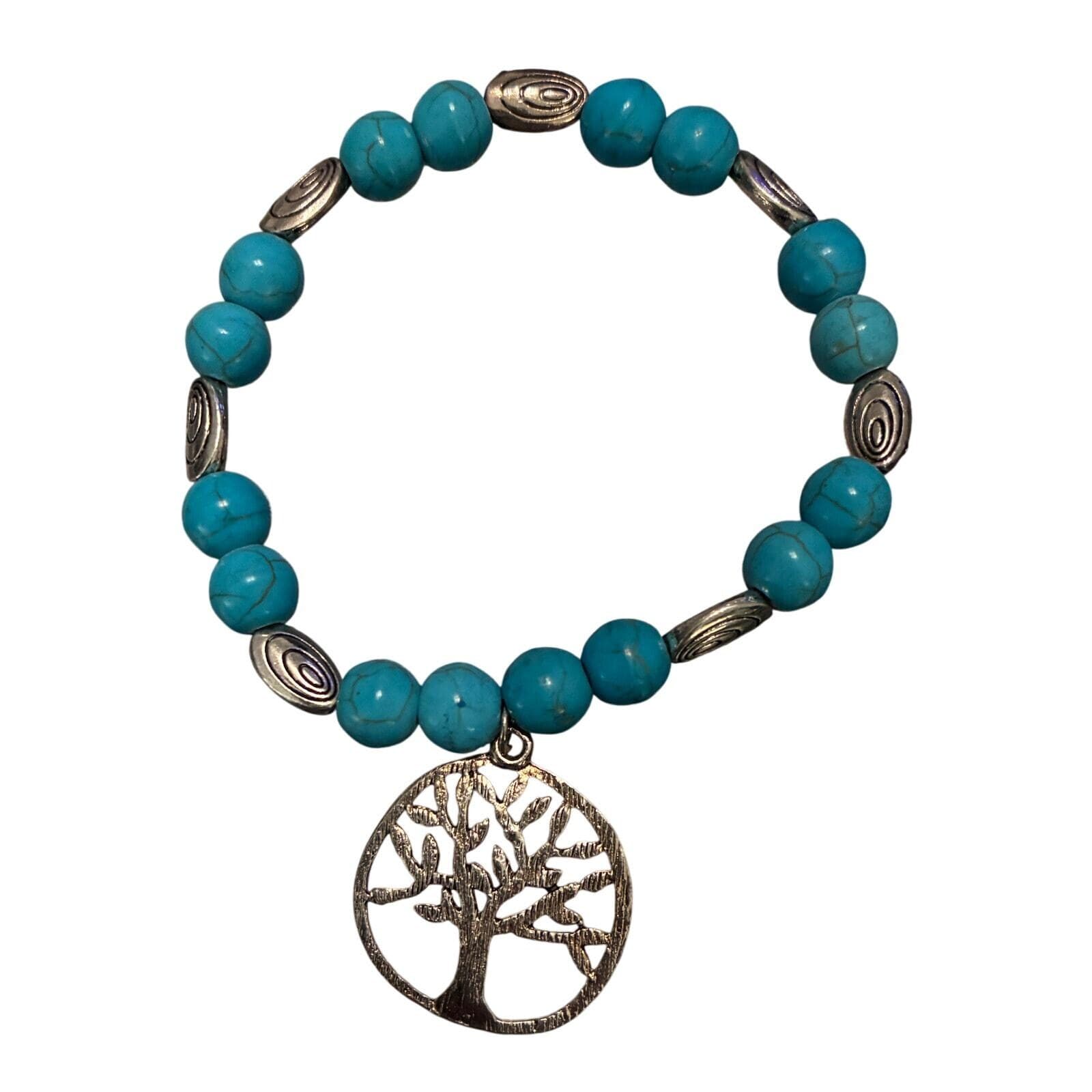 Handmade Tree of life beaded bracelet size 6.5” Turquoise - Thumbnail 3