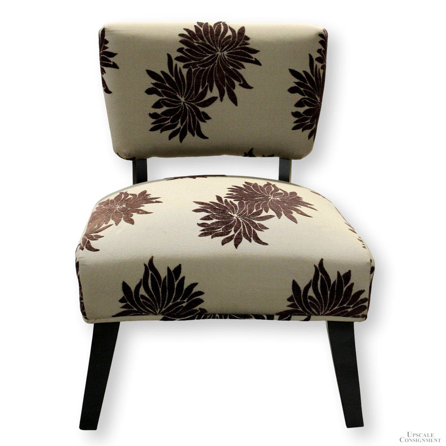 Floral Tapestry Armless Slipper Chair - Brown - Image 1