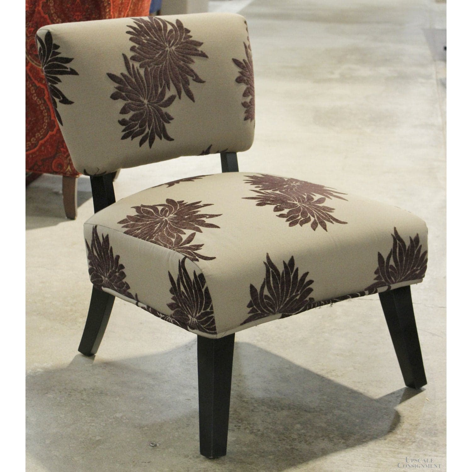 Floral Tapestry Armless Slipper Chair - Brown - Thumbnail 2