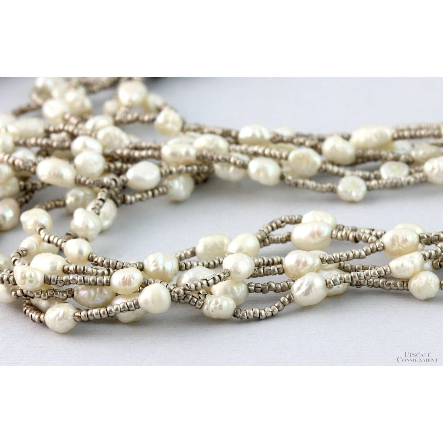 Multi-Strand Freshwater Pearl & Garnet Sterling Silver Necklace - 24 in - Thumbnail 6