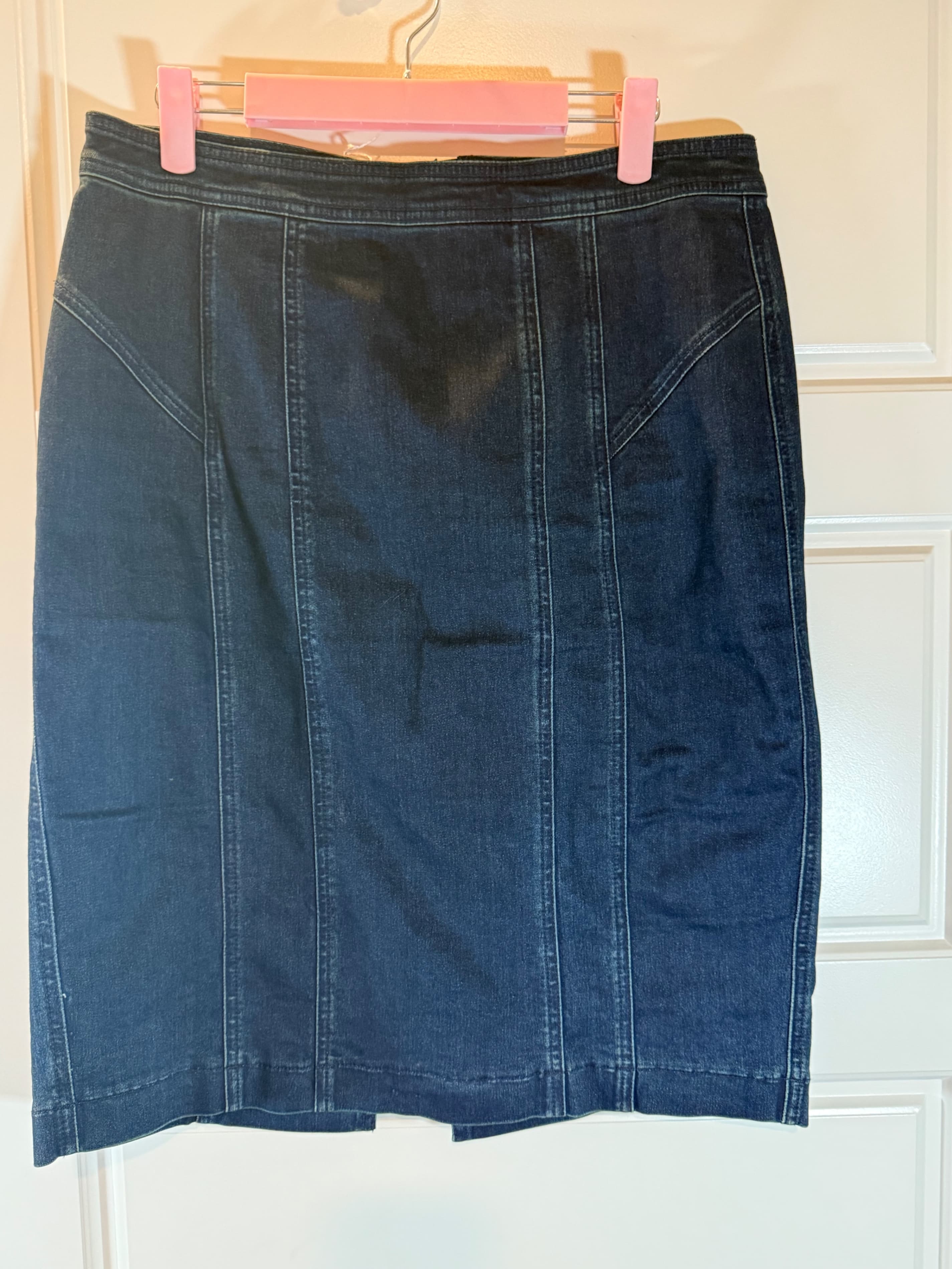 Denim Pencil Skirt - Classic Fit, Dark Wash, Size 10 - Image 1