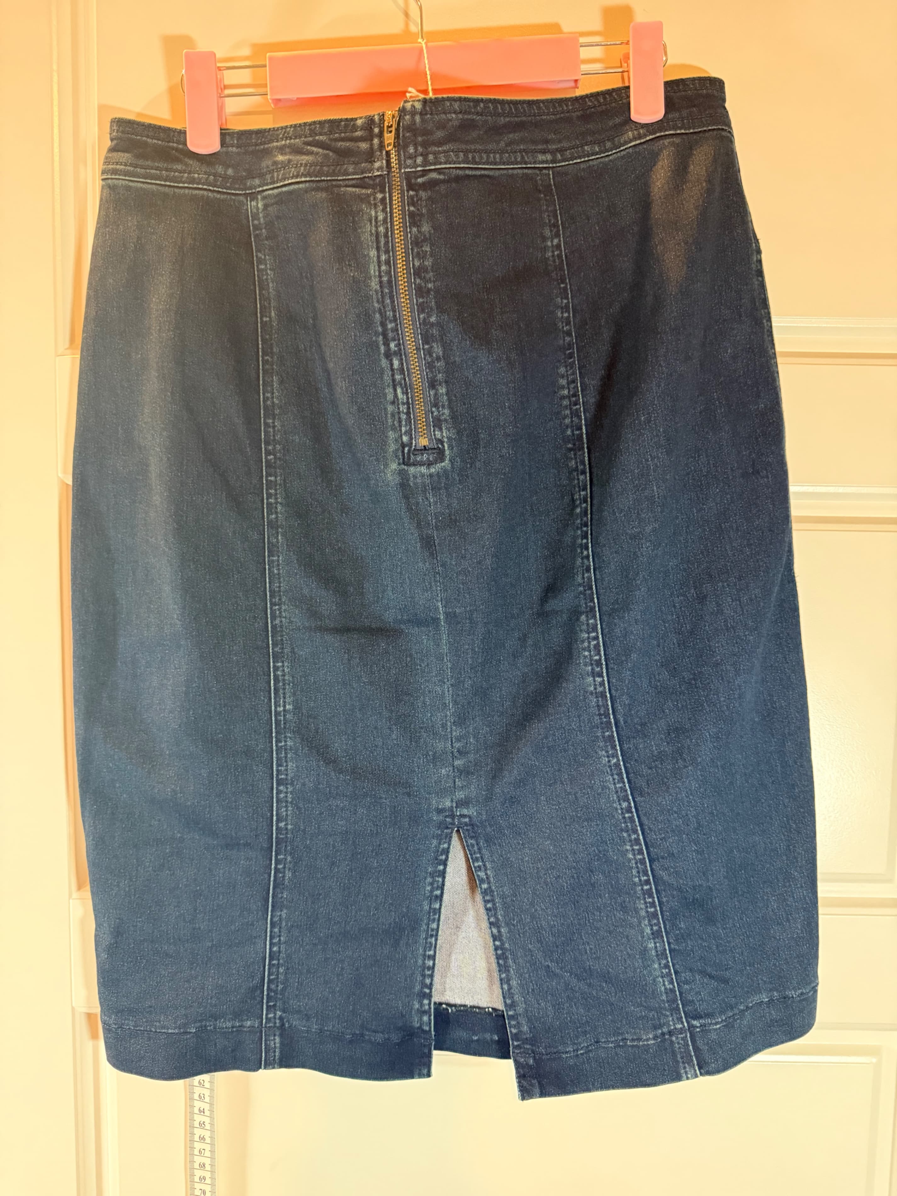 Denim Pencil Skirt - Classic Fit, Dark Wash, Size 10 - Thumbnail 4