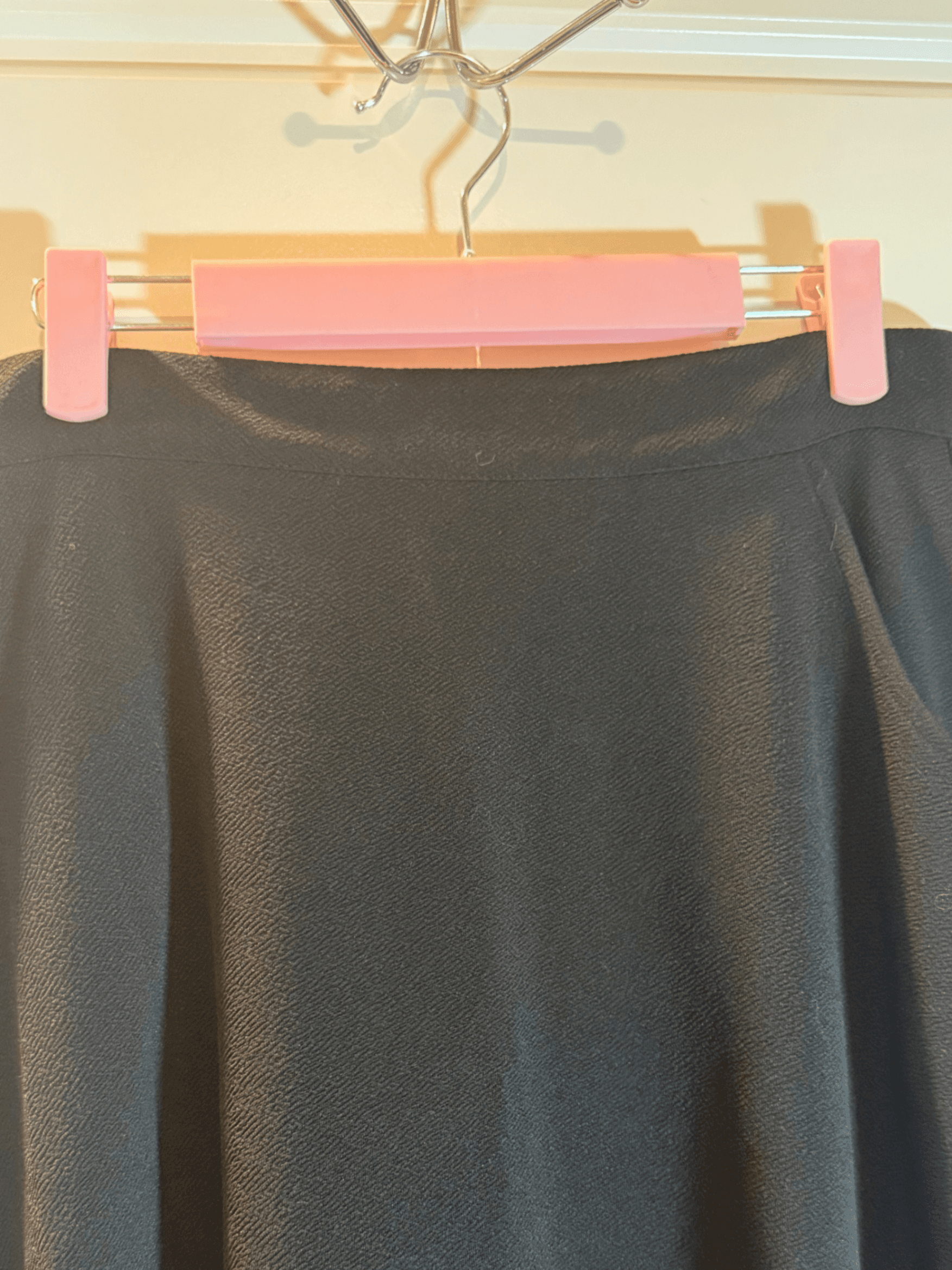 Black Midi Skirt - Flared Design, Size Large - Thumbnail 2