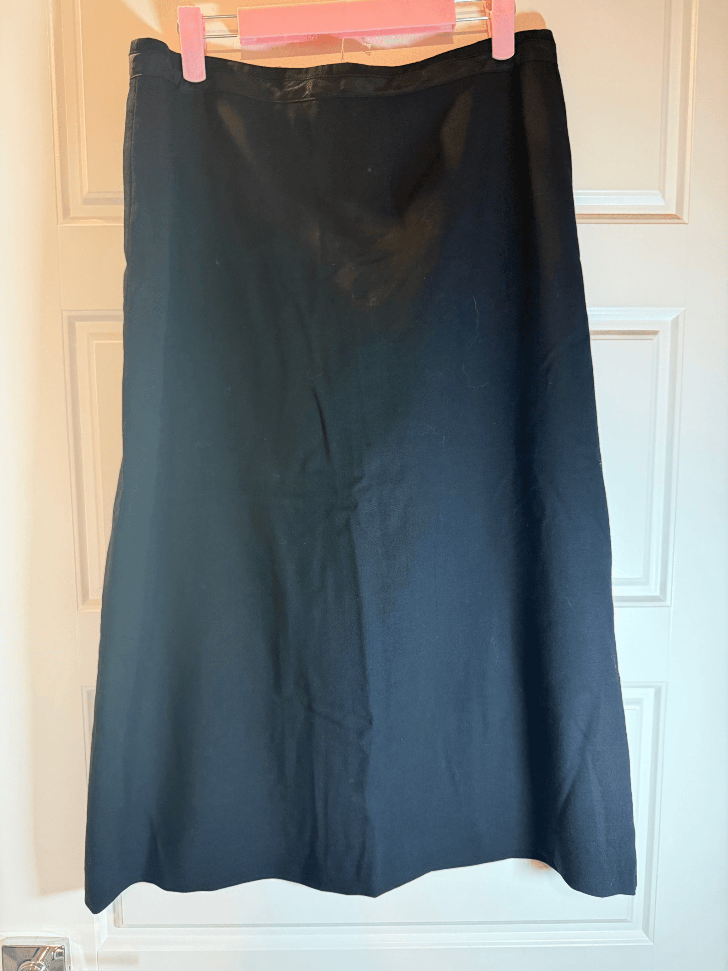 Black Midi Skirt - High Waist, A-Line, Size 12 - Image 1