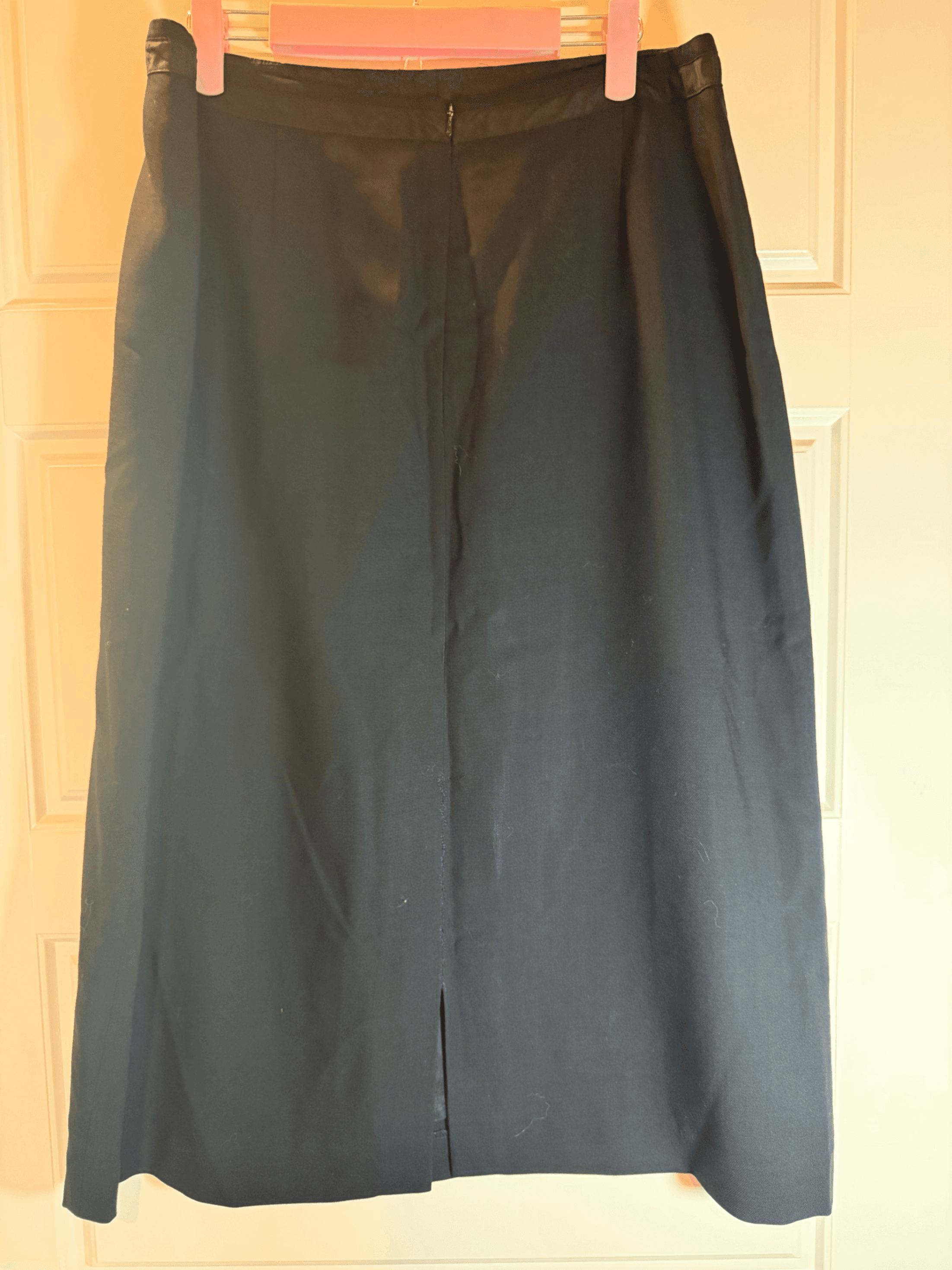 Black Midi Skirt - High Waist, A-Line, Size 12 - Thumbnail 3