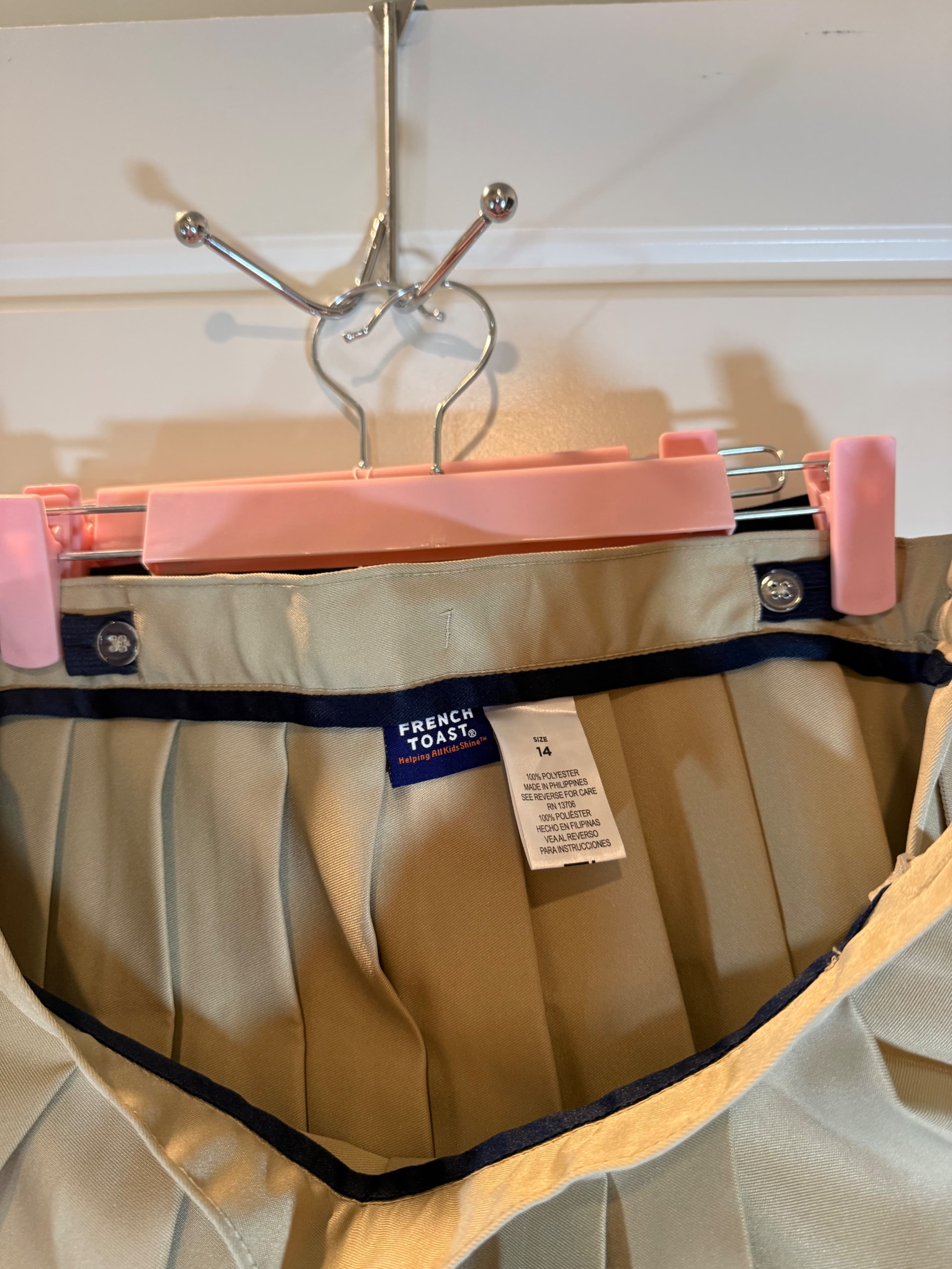 Pleated Navy and Tan uniform Skirts - juniors size 14 - Thumbnail 4