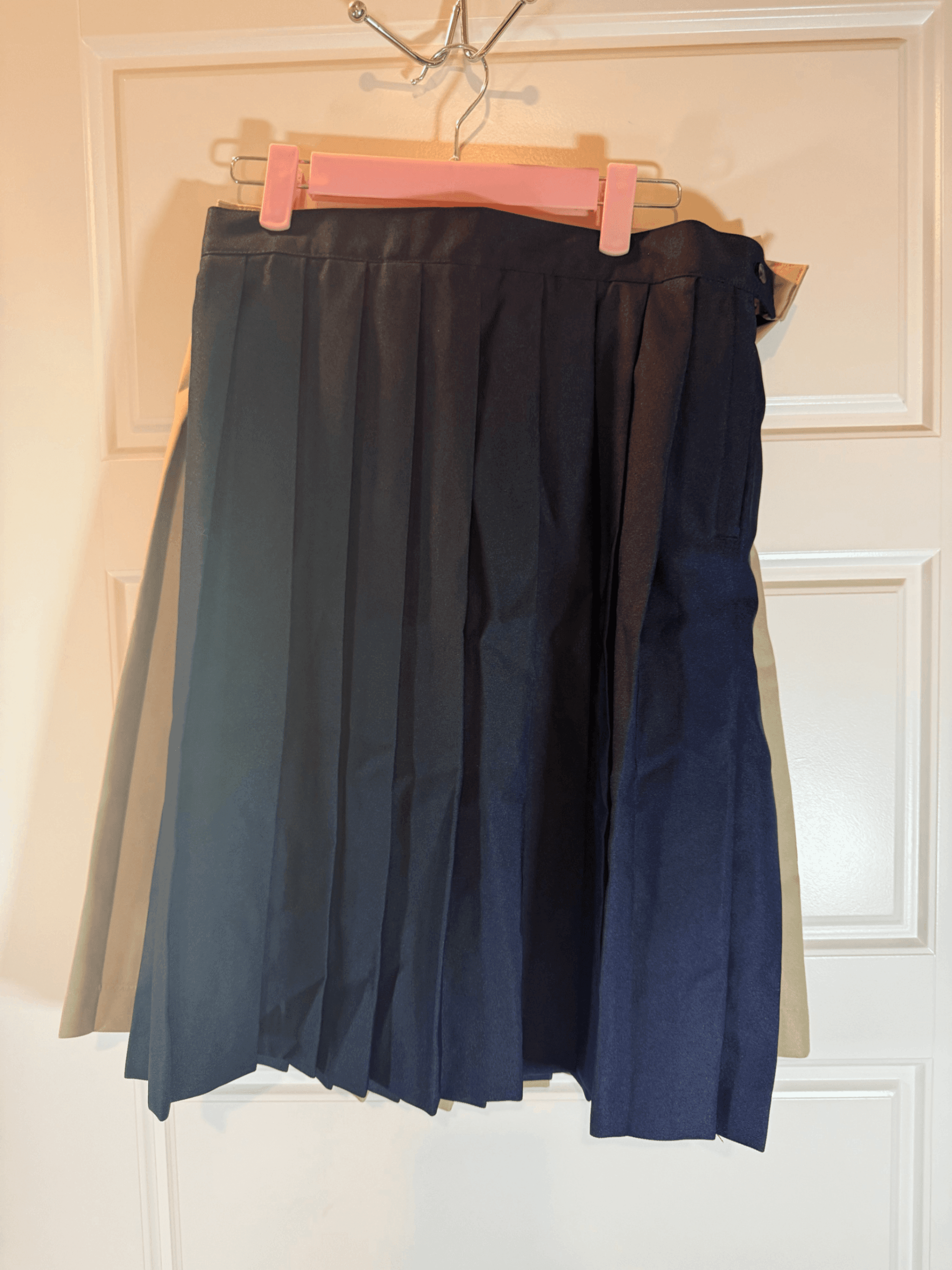 Pleated Navy and Tan uniform Skirts - juniors size 14 - Image 1