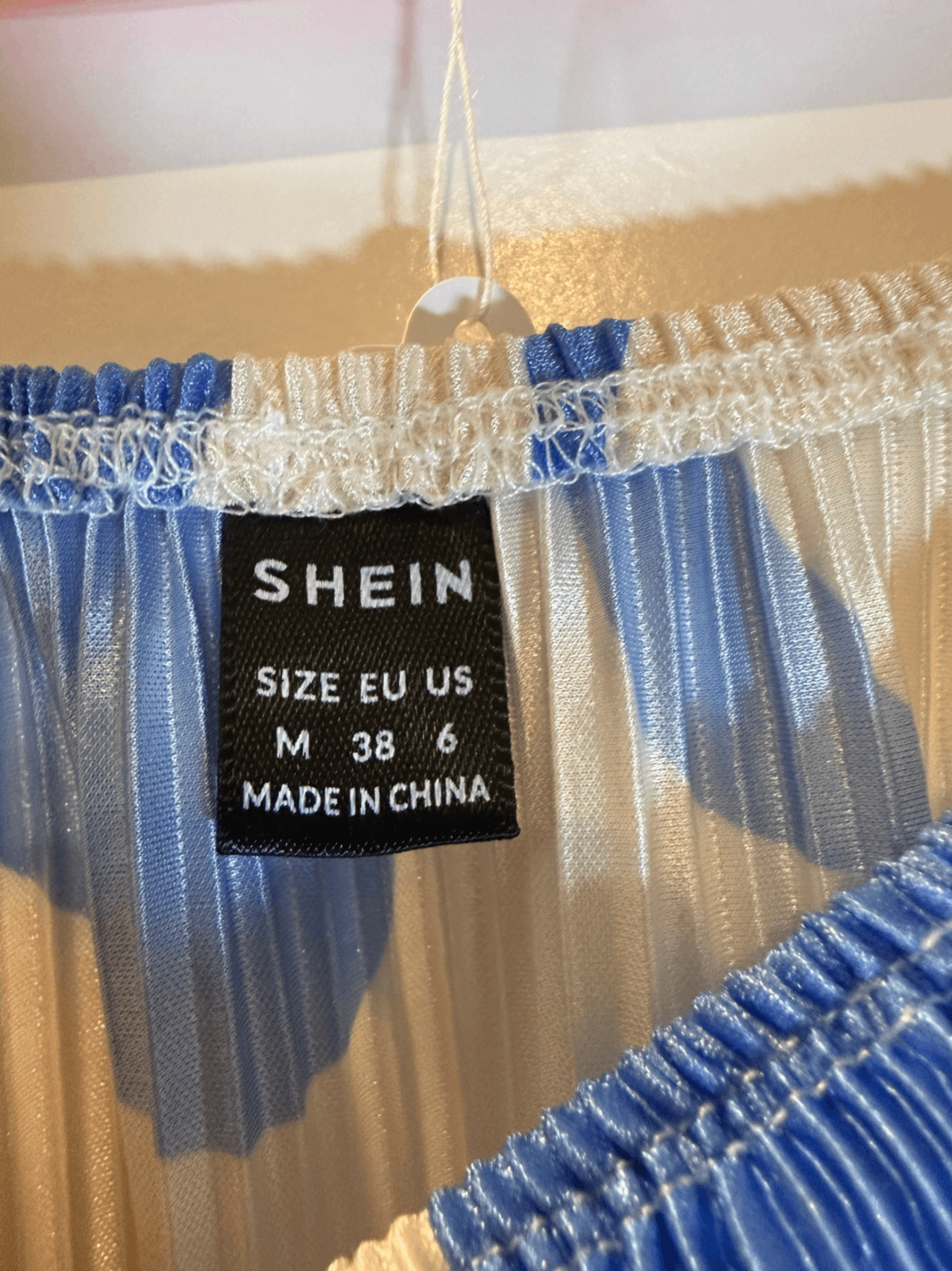 Pleated Maxi Skirt Blue and Cream Abstract Pattern - Thumbnail 2