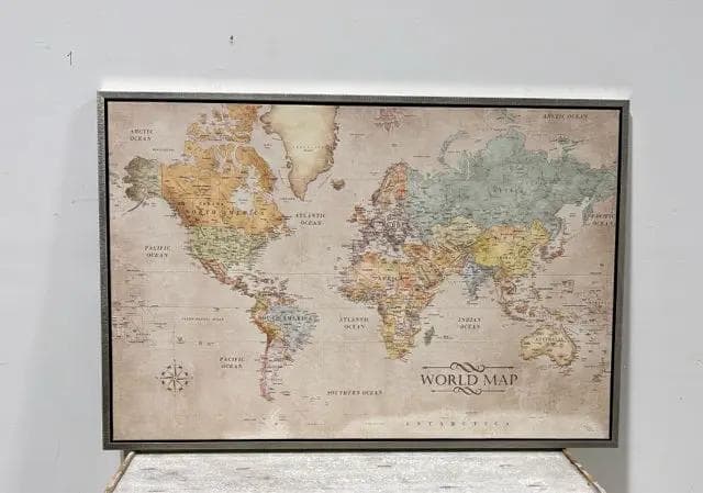 Frontgate World Map Framed Wall Art - Image 1