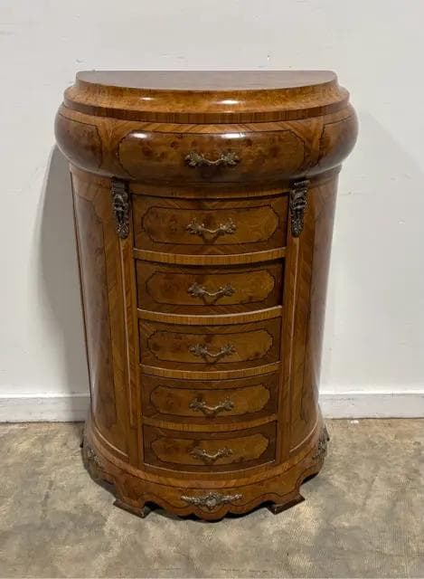 Green Marble Demilune French Style Chest Of Drawers - Thumbnail 3