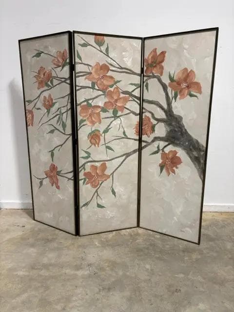 3 Panel Painted Blossom Decorative Floor Screen - Image 1