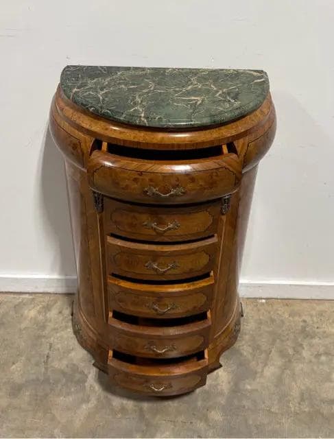 Green Marble Demilune French Style Chest Of Drawers - Thumbnail 4
