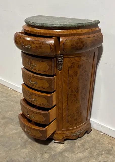 Green Marble Demilune French Style Chest Of Drawers - Thumbnail 5