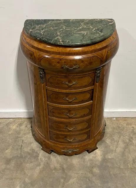Green Marble Demilune French Style Chest Of Drawers - Image 1