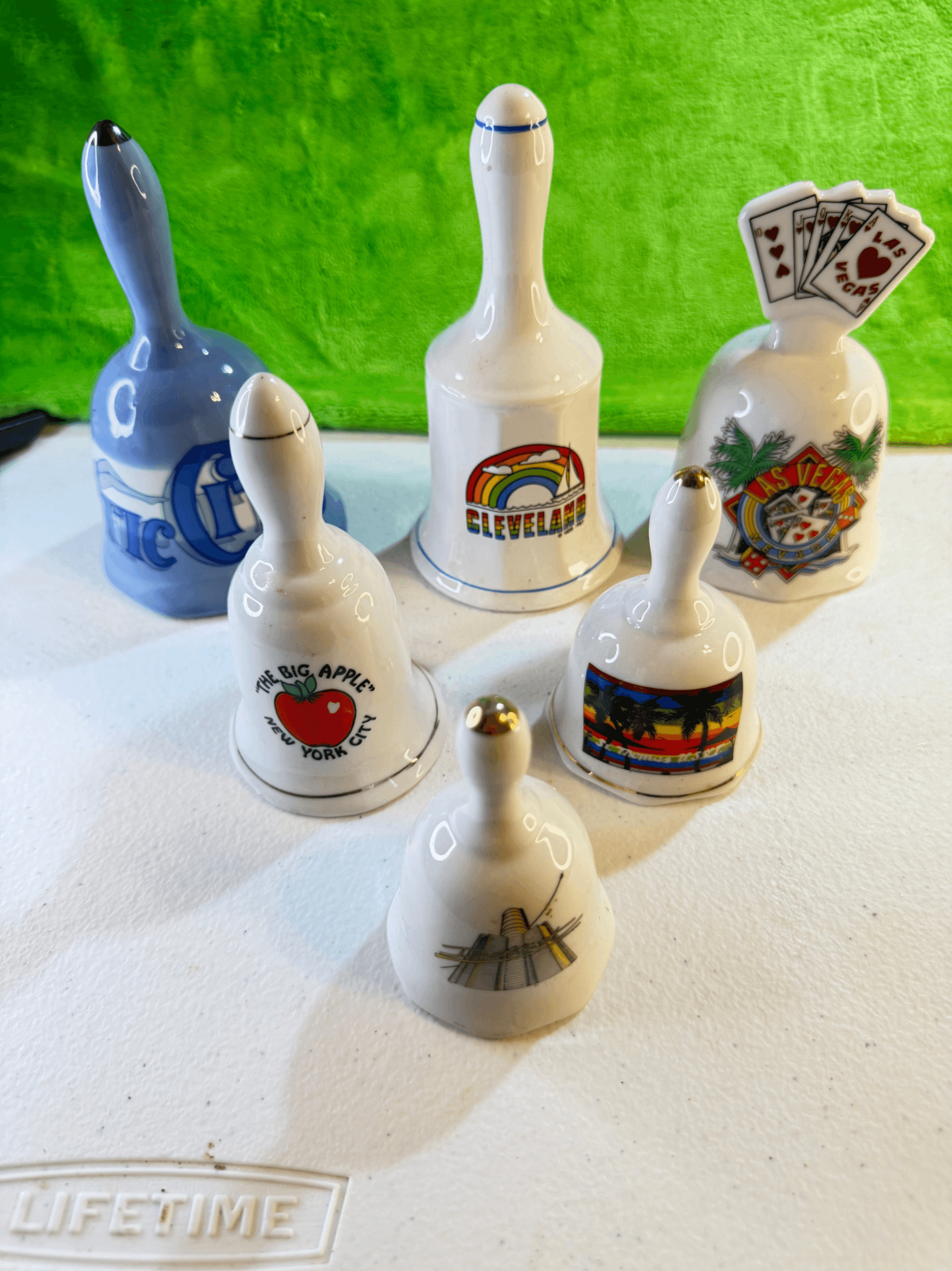 Vintage Souvenir Bell Lot 6 Porcelain Las Vegas Cleveland NYC Detroit St Thomas - Image 1