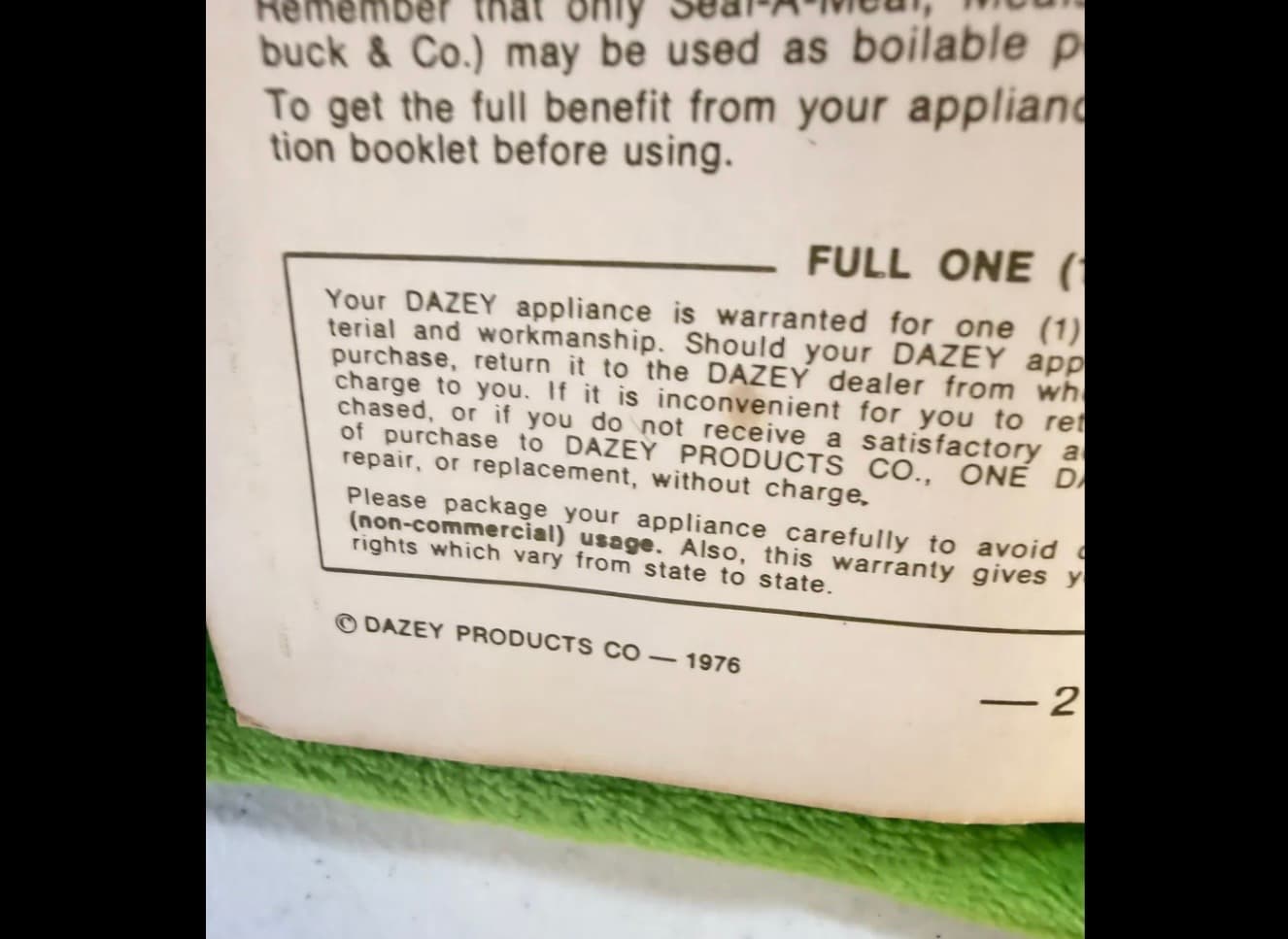 Dazey Seal-a-Meal II Recipe and Instruction Book - Thumbnail 3