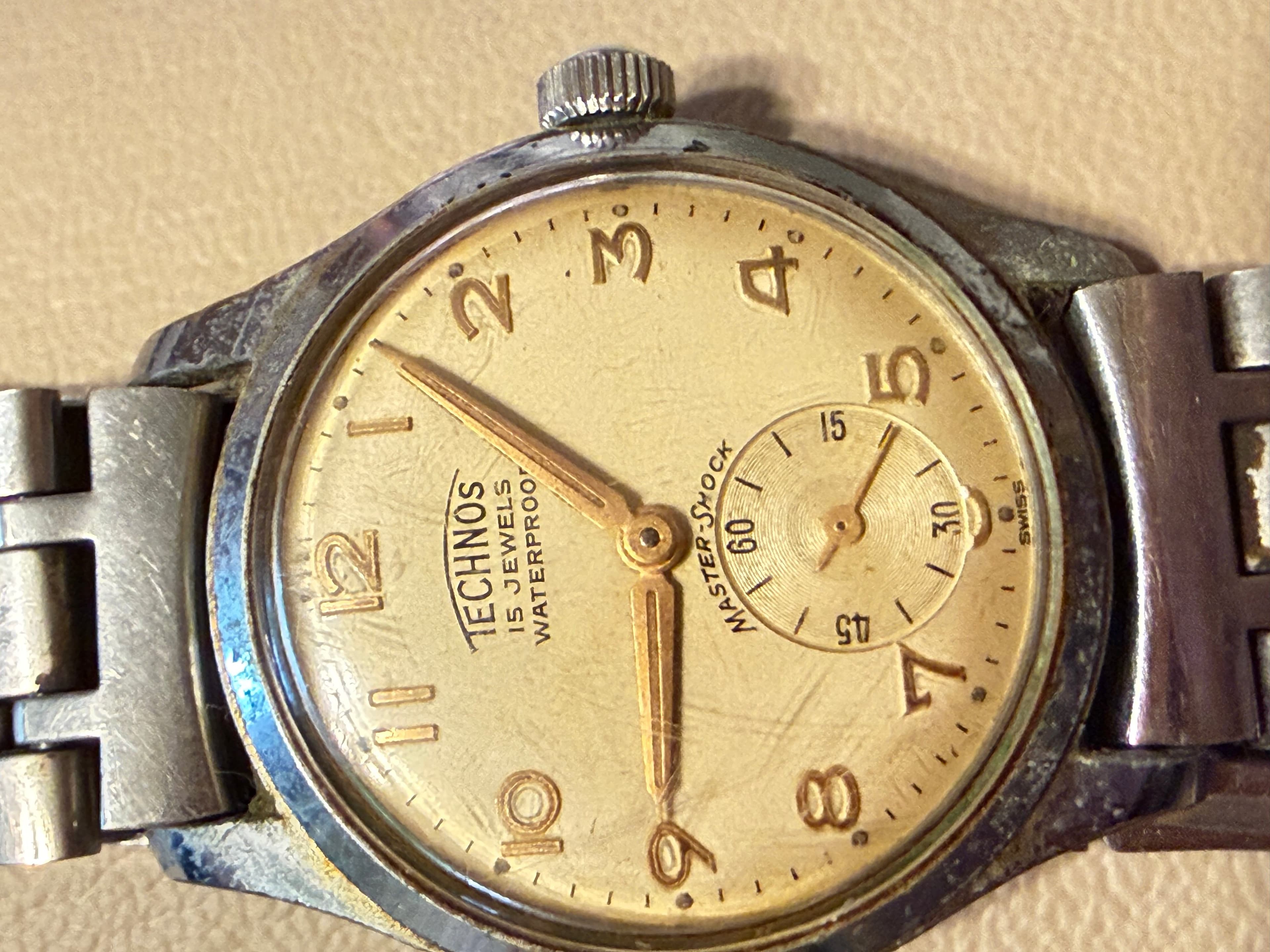 Vintage Technos 15 Jewels Master-Shock Waterproof Swiss Mens Watch Manual Wind - Thumbnail 2