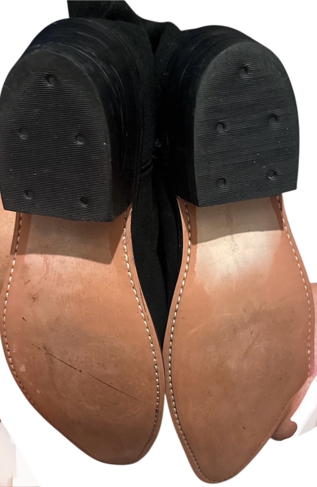 OLD WEST COWBOY BOOTs 10M BLACK ALL LEATHER PULL ON SNIP TOE LF1510 -Size 10 Men - Thumbnail 4