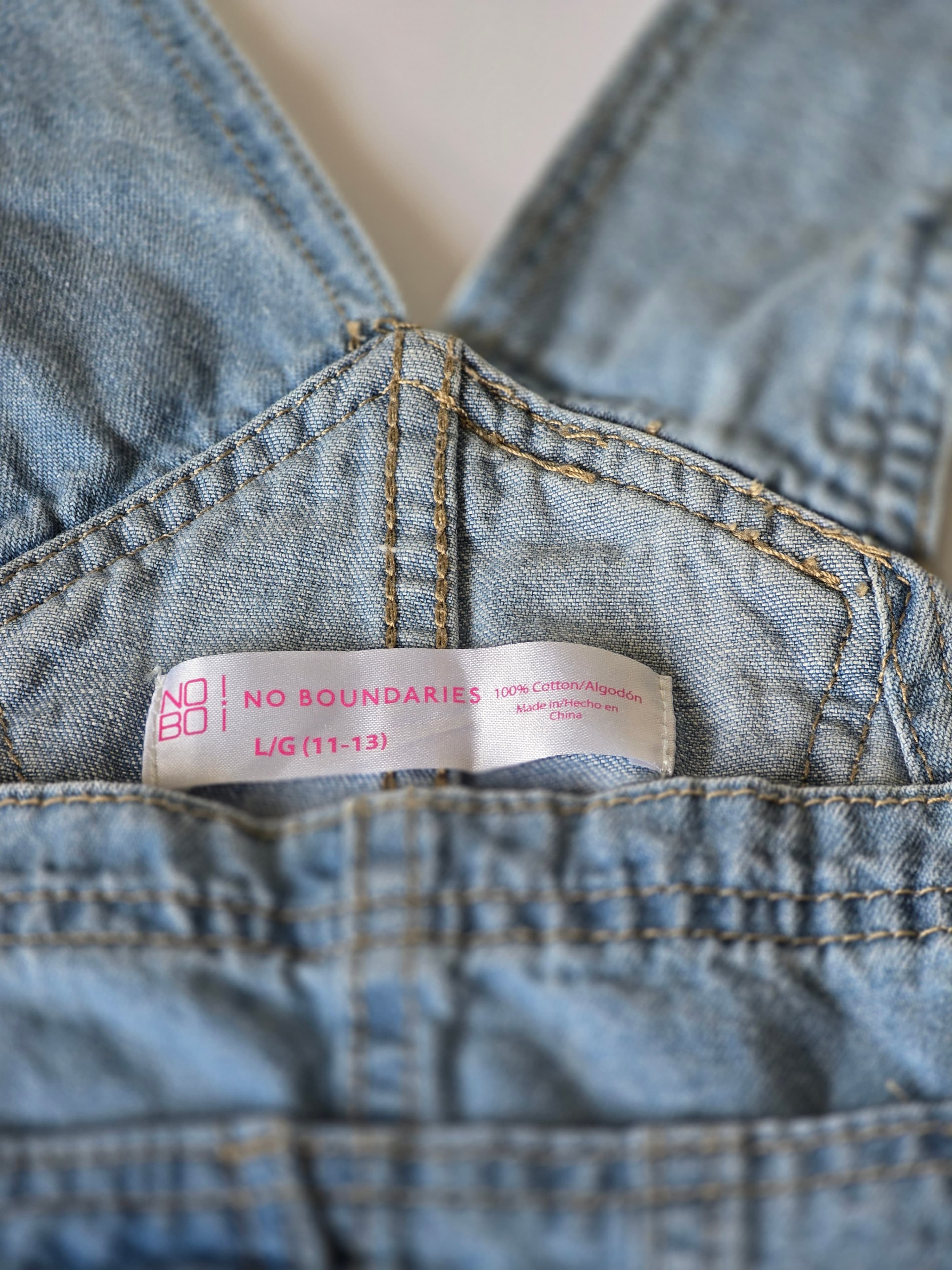 Light Wash Denim Overalls Size L (11-13) 100% Cotton - Thumbnail 3