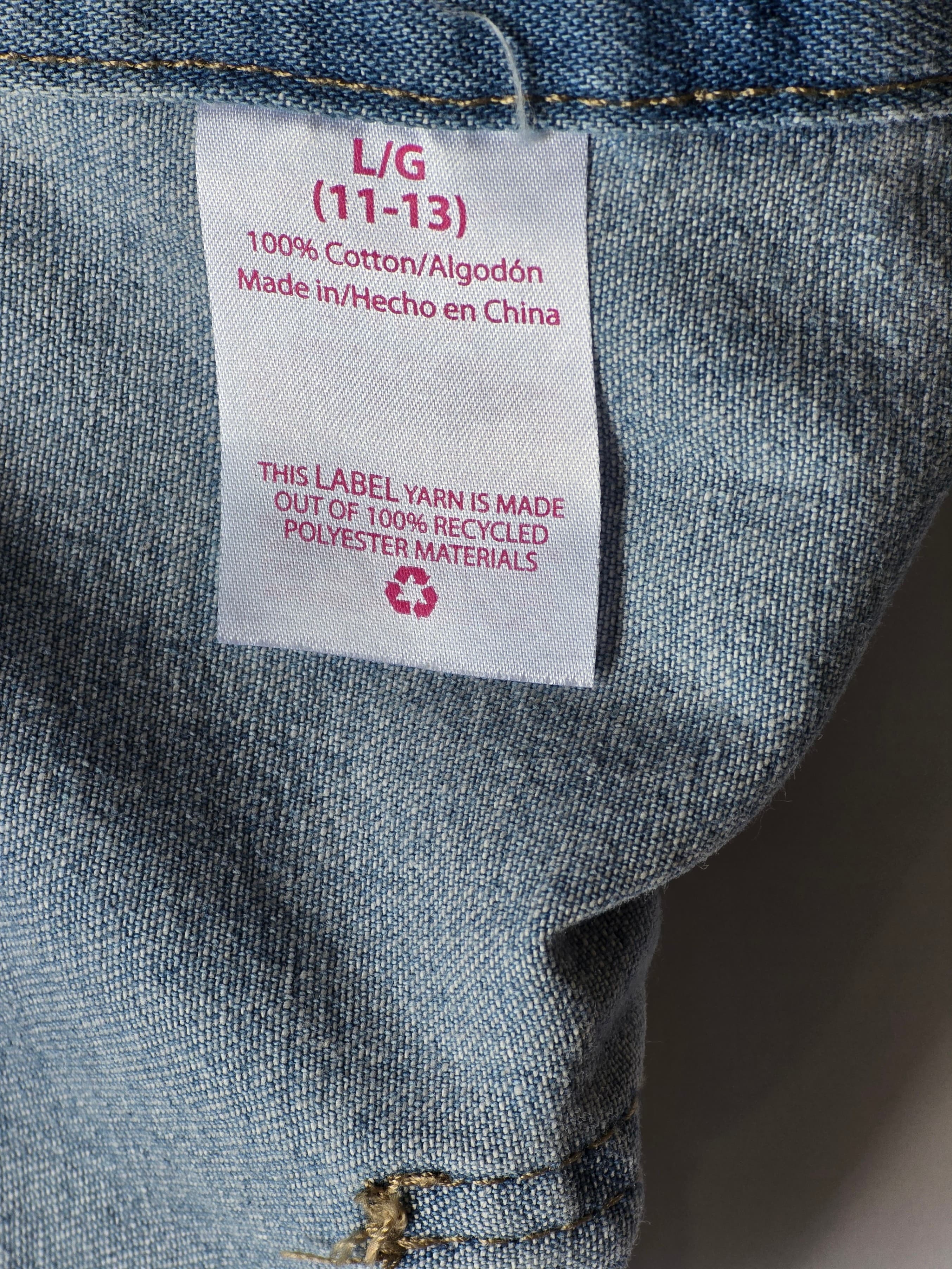 Light Wash Denim Overalls Size L (11-13) 100% Cotton - Thumbnail 4