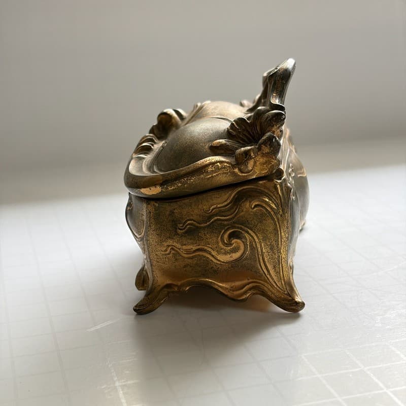 Vintage Jennings Brothers Art Nouveau Gold Gilt Jewelry Casket Trinket Box - Thumbnail 4