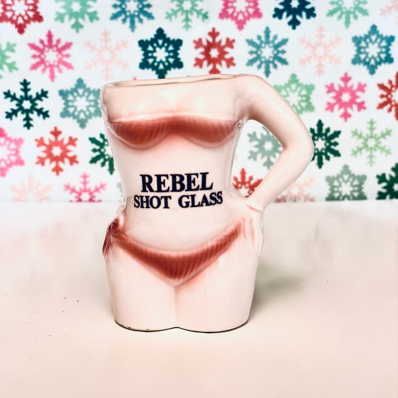 Vintage Rebel Shot Glass Ceramic Bikini Torso Mug Made in Japan - Image 1