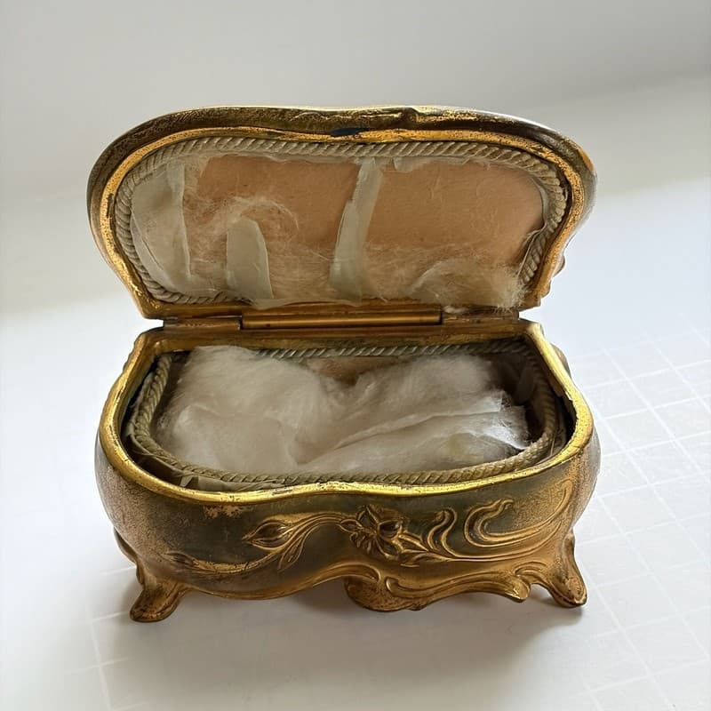 Vintage Jennings Brothers Art Nouveau Gold Gilt Jewelry Casket Trinket Box - Thumbnail 6