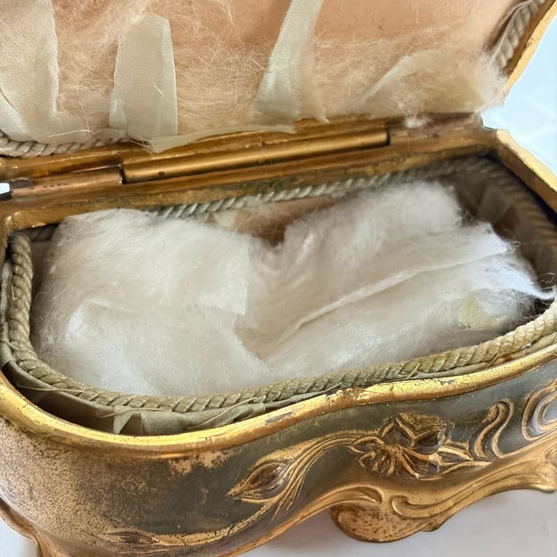 Vintage Jennings Brothers Art Nouveau Gold Gilt Jewelry Casket Trinket Box - Thumbnail 8