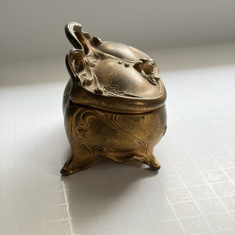 Vintage Jennings Brothers Art Nouveau Gold Gilt Jewelry Casket Trinket Box - Thumbnail 5
