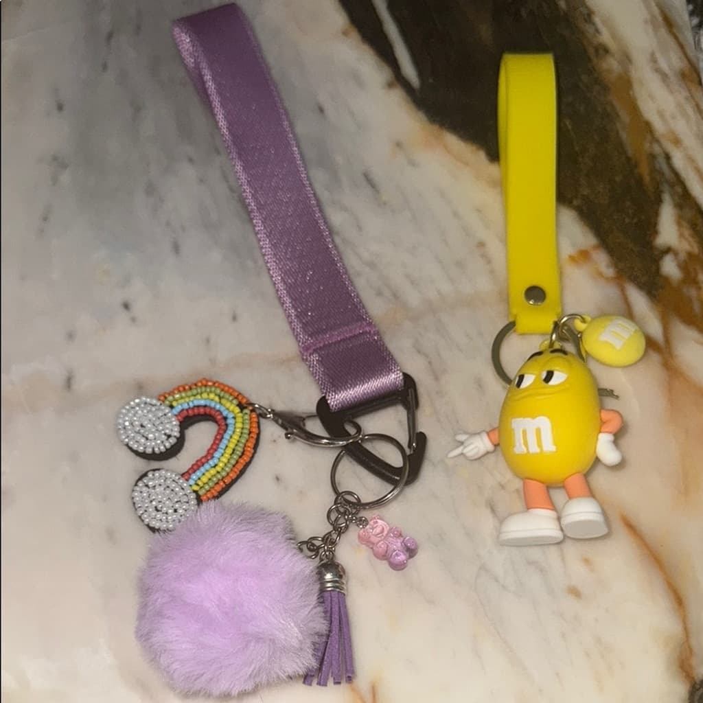 4 Pc Bag Charm Keychain Set w M&M Character