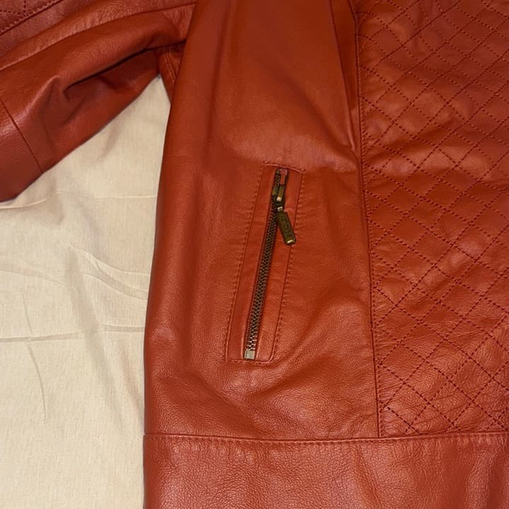 Bradley Vintage Women's Quilted Leather Jacket - Rust XL - Thumbnail 6