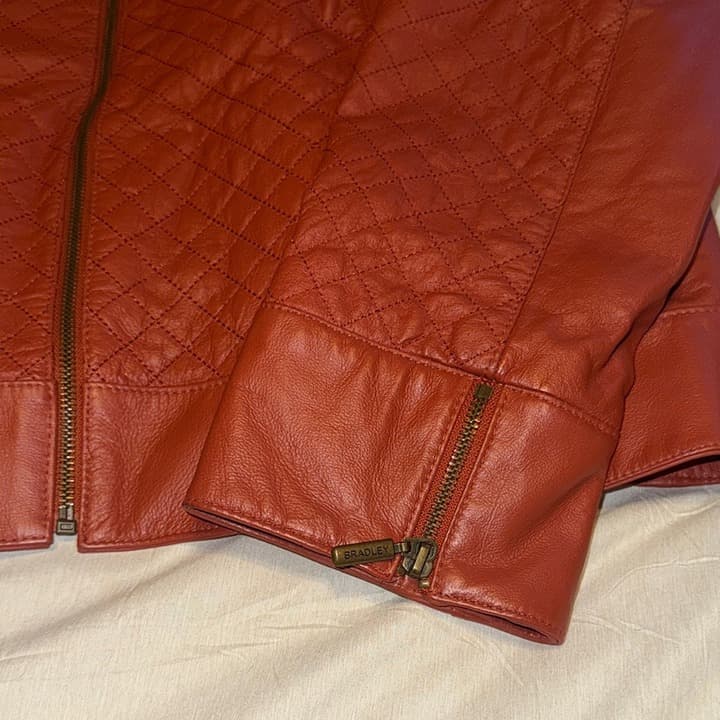 Bradley Vintage Women's Quilted Leather Jacket - Rust XL - Thumbnail 4