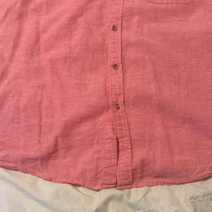 Men's White and Pink Short Sleeve Dress Shirts M - Thumbnail 8