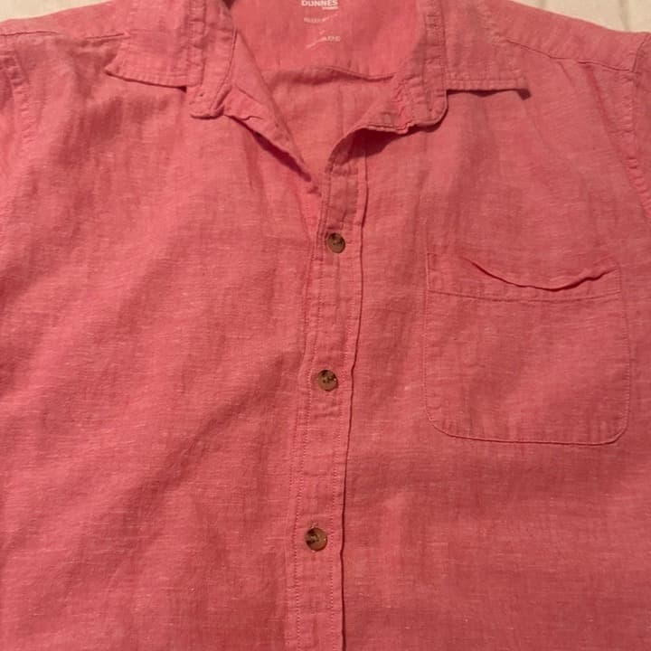 Men's White and Pink Short Sleeve Dress Shirts M - Thumbnail 7