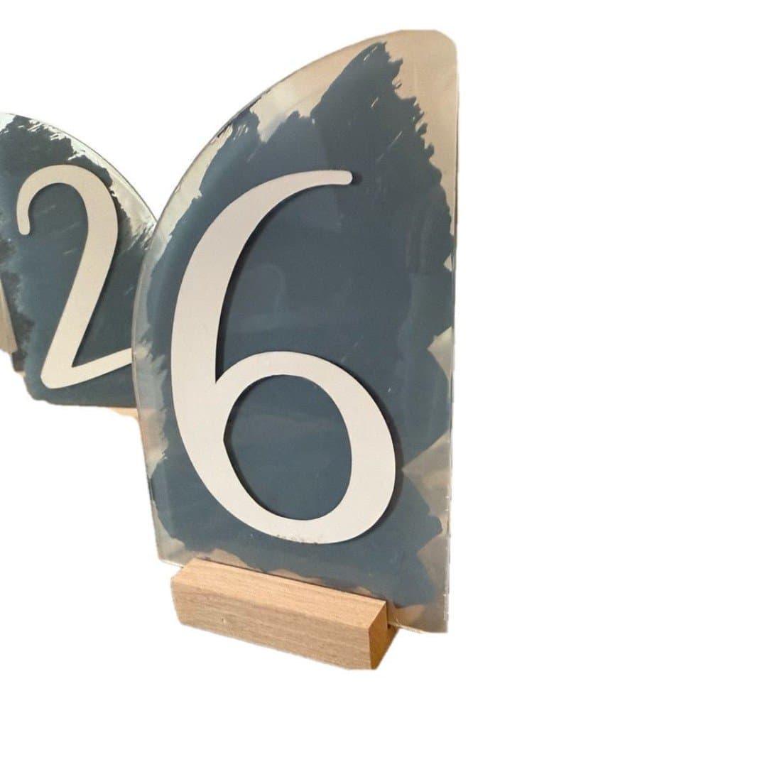 Hand-painted Acrylic Table Numbers Dusty Blue - Thumbnail 3