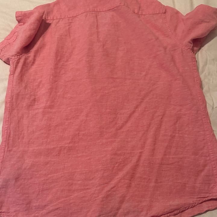 Men's White and Pink Short Sleeve Dress Shirts M - Thumbnail 9