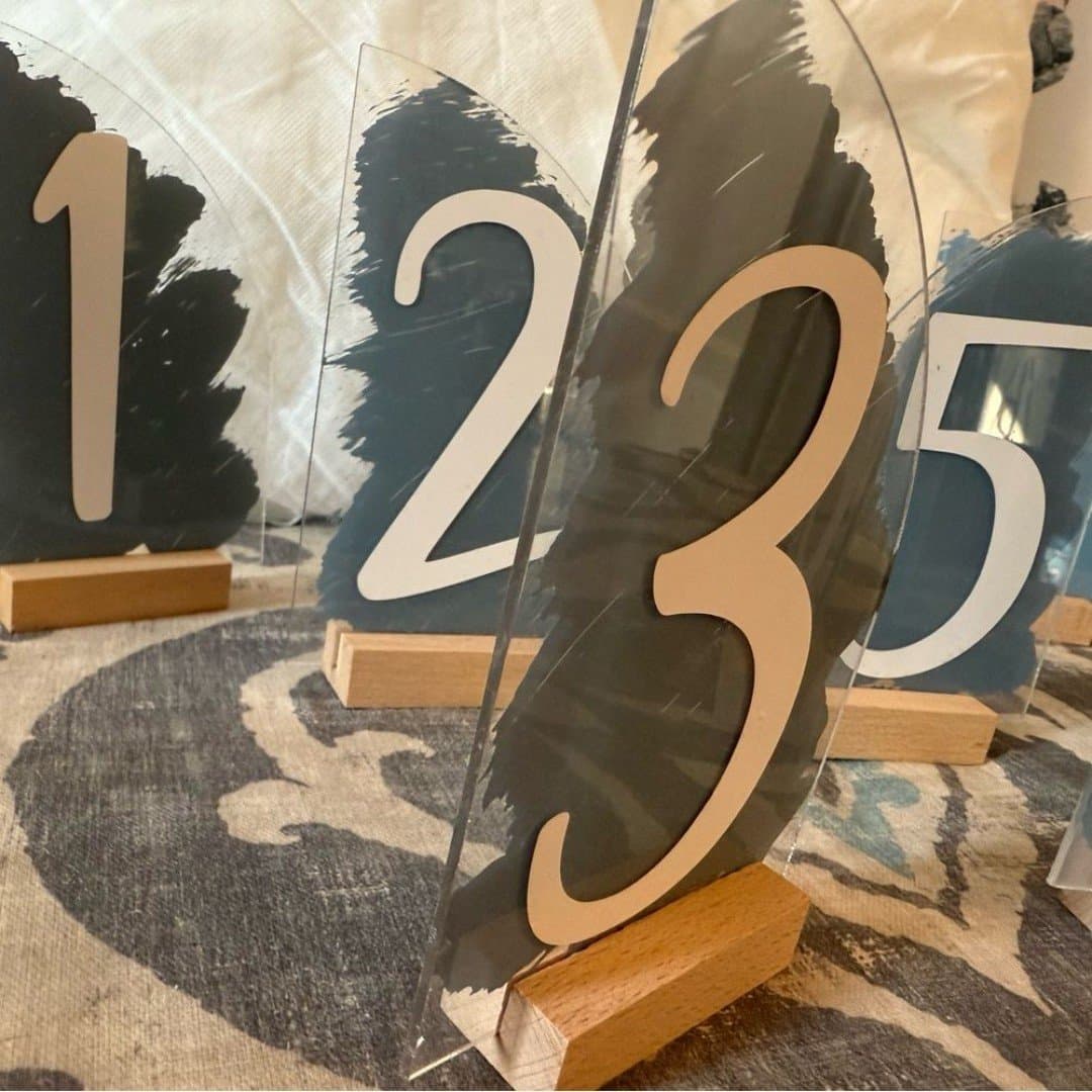Hand-painted Acrylic Table Numbers Dusty Blue - Thumbnail 2