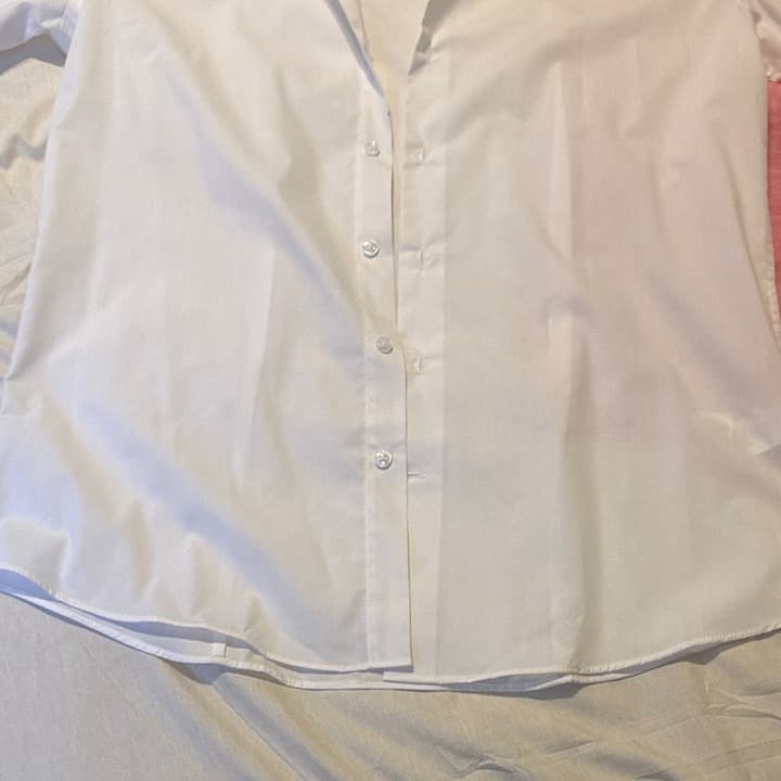 Men's White and Pink Short Sleeve Dress Shirts M - Thumbnail 4