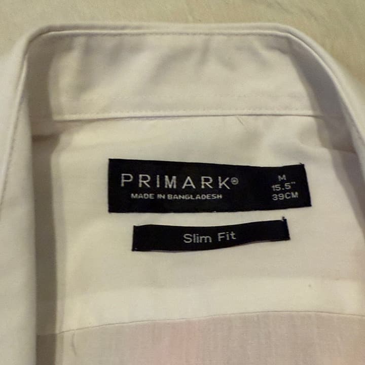 Men's White and Pink Short Sleeve Dress Shirts M - Thumbnail 2