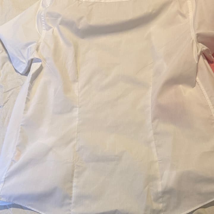 Men's White and Pink Short Sleeve Dress Shirts M - Thumbnail 5